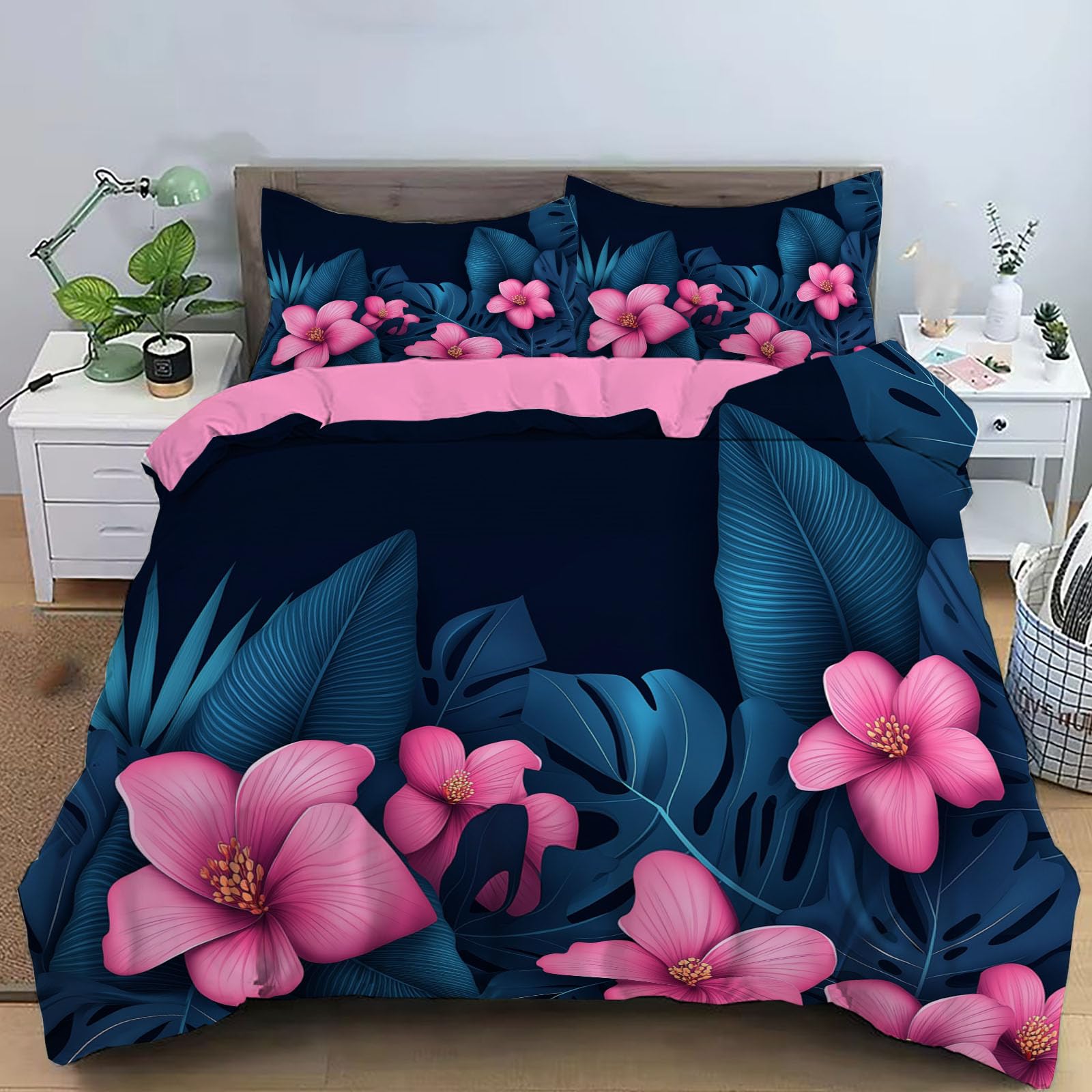 Parure de lit tropical floral 140x200 pour une chambre d'ado ou d'adulte