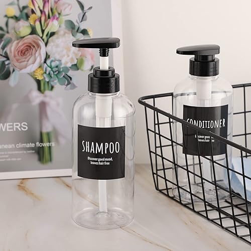 Miniatura 6 de Segbeauty - Botellas de champú y acondicionador, paquete de 2 botellas de champú recargables de 16.9 onzas, botellas de ducha transparentes