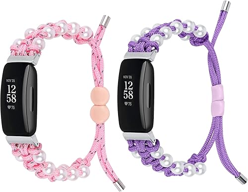 FitTurn Lindas bandas de nailon compatibles con Fitbit ACE 3ACE 2 para niños, cuerda de perlas pequeña, ajustable, correa de nailon trenzado, disponible en Yaxa Peru