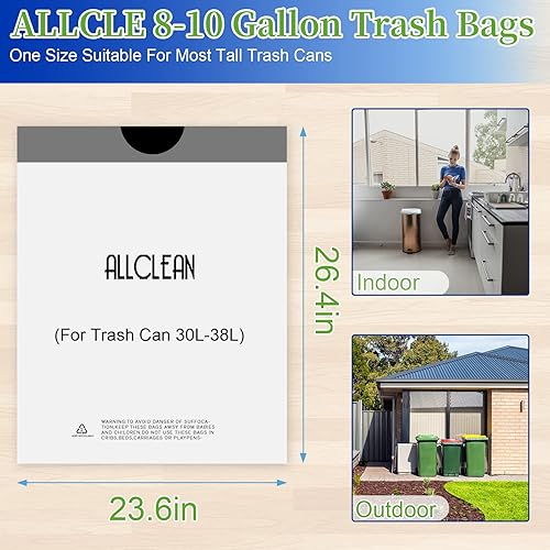 Miniatura 7 de Bolsas de basura ultra fuertes de 8 a 10 galones, cuerda mediana de cocina, bolsas de basura de plástico para almacenamiento de alimentos para