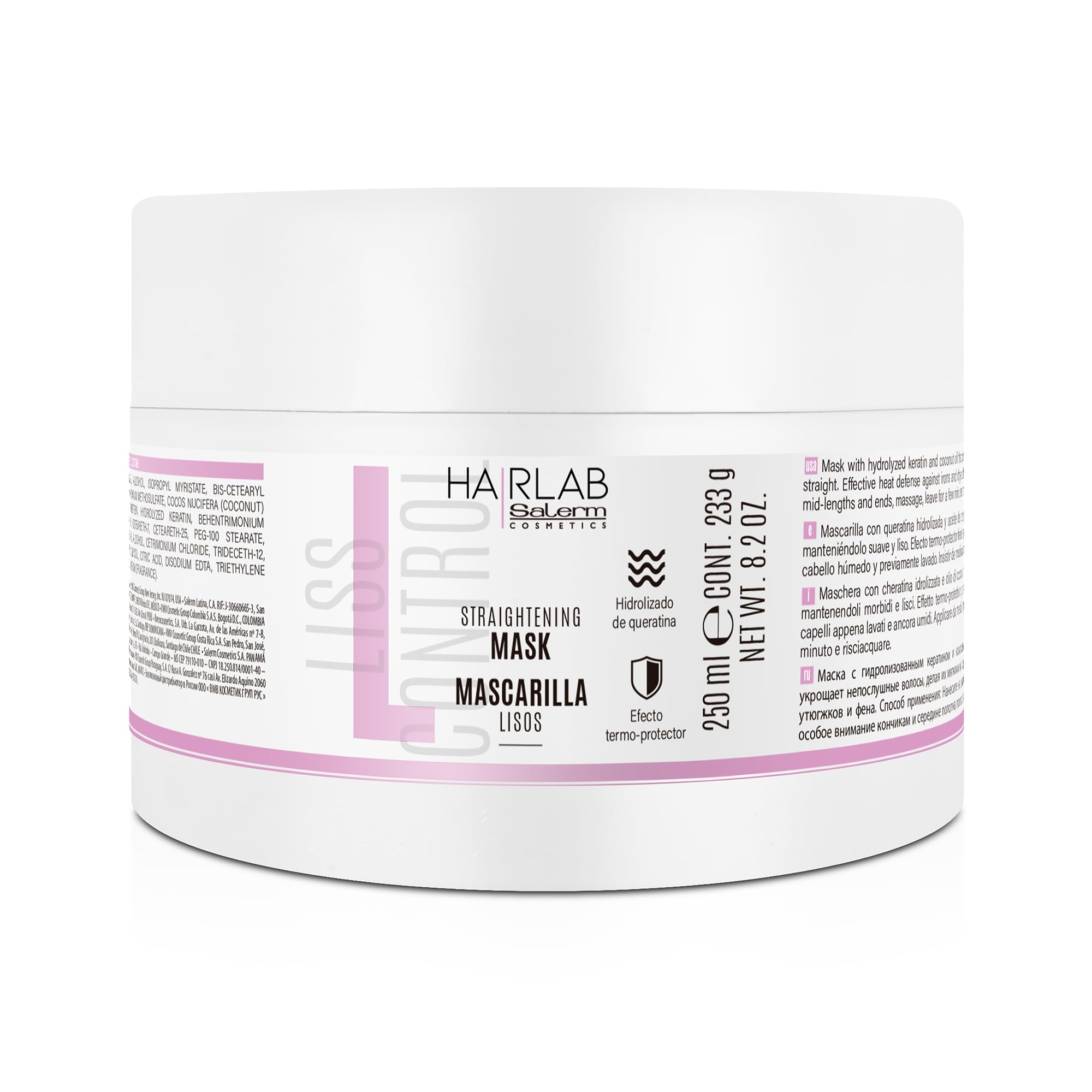 SALERM - Smoothing Hair Mask - Lisos Hair Lab - 250 ml - Perfect Smoothing for Unruly Hair - With Hydrolyzed Keratin and Coconut Oil - Heat Protector for Hair - Eliminates Frizz