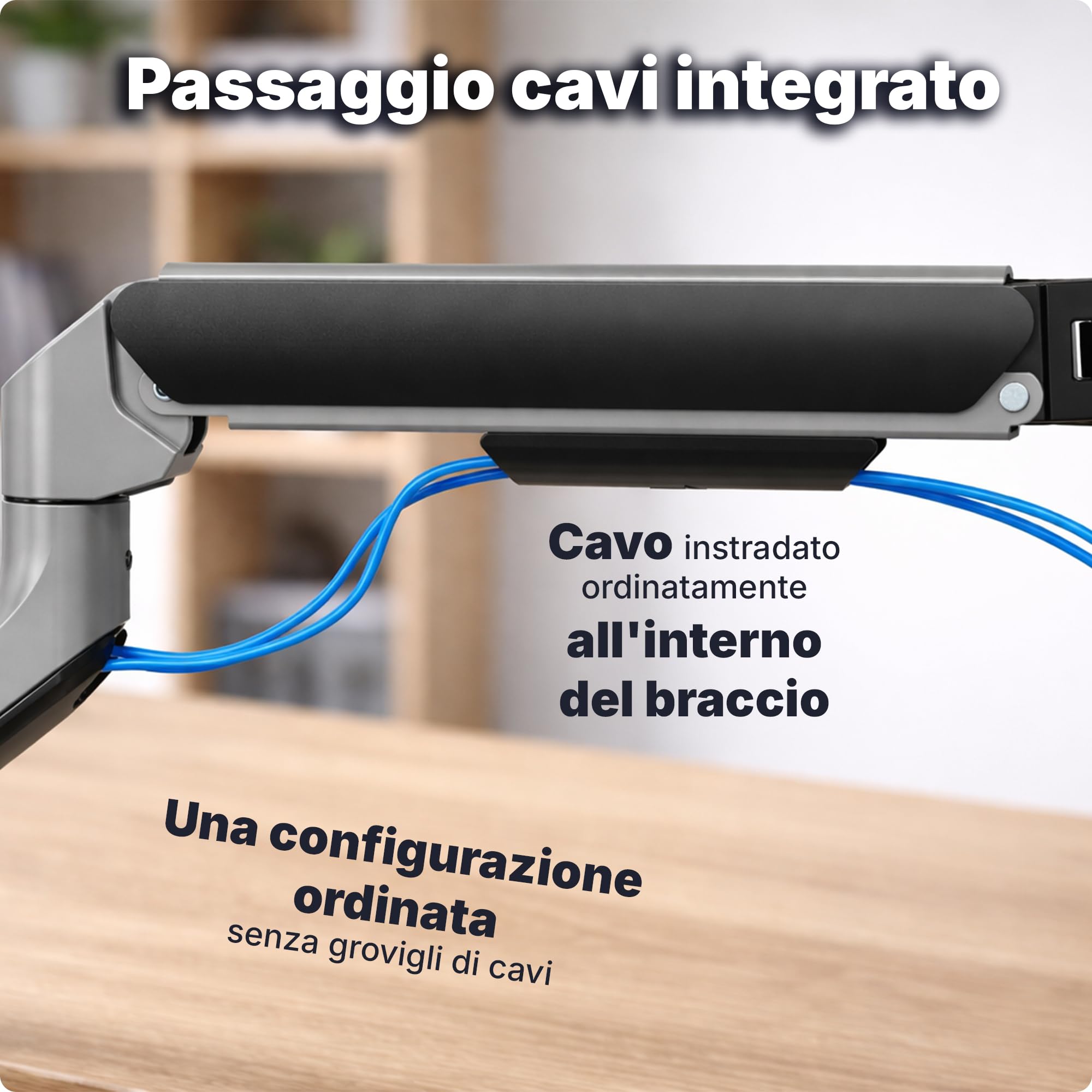 3IDEE Supporto 1 monitor da scrivania per monitor 17-32 pollici - regolabile in altezza, stabile fino a 9 kg - design sottile in alluminio - inclinabile, ruotabile, orientabile - VESA 75x75 e 100x100