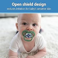 Vista 7 de Dr. Brown's Advantage Glow-in-The-Dark Baby Pacifier, Fully Symmetrical Soother with Soft Silicone Bulb, Skateboard Snail-Blue Nature, 6-18m, BPA