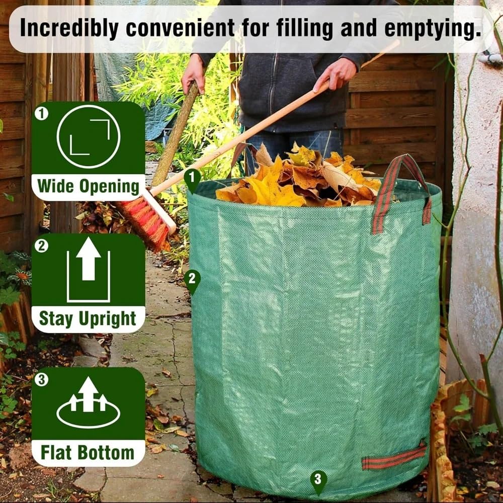 Sacos de Jardin Bolsa Jardin Bote de Basura de Gran Capacidad,Bolsa de Almacenamiento para automóvil,Bolsa de jardinería Reutilizable 60L,Bolsa de Almacenamiento para Maletero(4pcs)