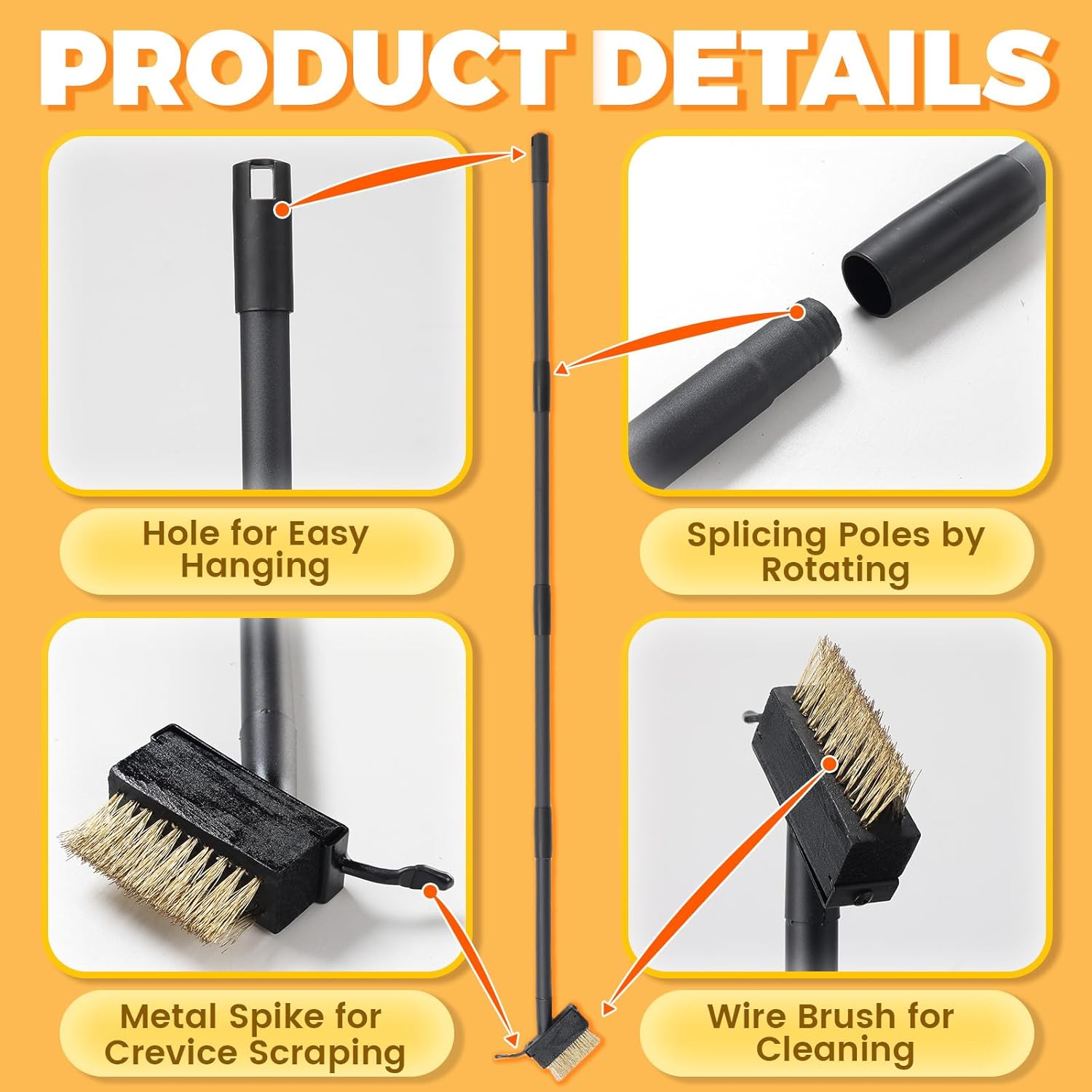 Moss Out Weed Puller Remover Tool for Crevice Weeding with 73.2inch Long Adjustable Handle, 2 in 1 Crack Weeder Moss Killer Grout Remover Brush, Manual Weed Remover Tool for Driveway Deck Paver Patio