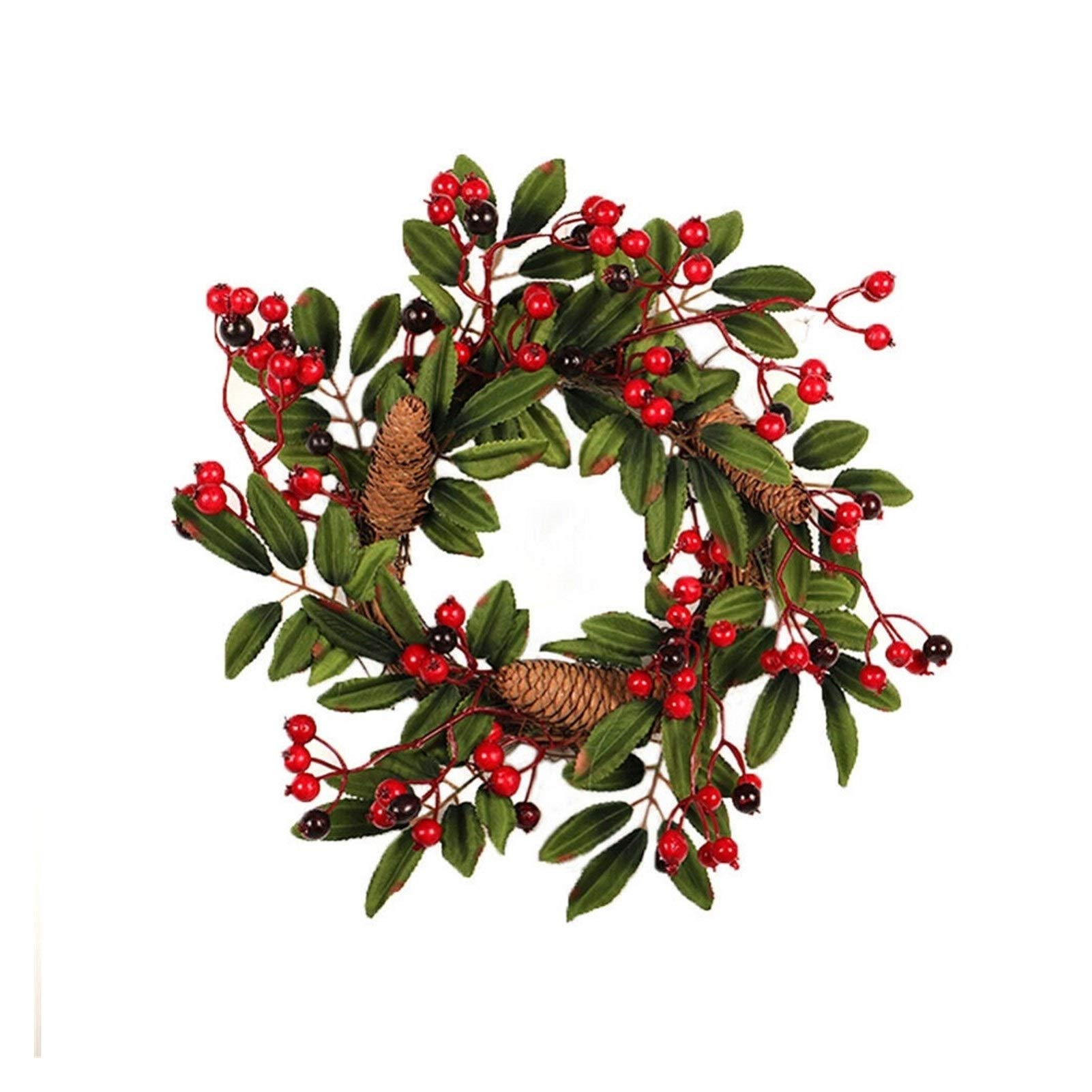 Couronne de Noël 40cm avec pommes de pin pour décoration de fête maison