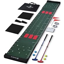 GIRAFFYCO Golf Putting Mat Set for Indoor Practice, Putting Green Indoor with 2 Putters, 4 Balls, Flags, Scoreboard, Slope Wedges &amp; Carry Bag, Golf Training Aid for Home | Office | Backyard