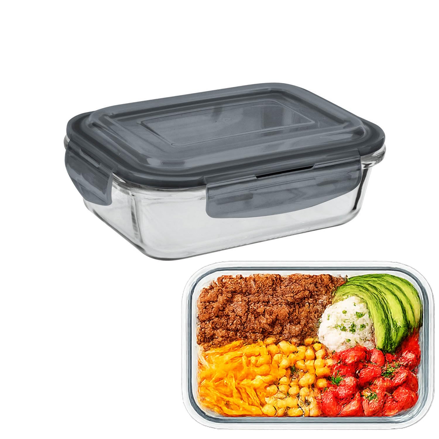 UNIQUE HOME LIVING UHL Glass Meal Prep Containers with Lids, 380ml Glass Food Storage Container, Leak-Proof Airtight Plastic Lid, Bento Takeaway Lunch Boxes, Microwave/Oven/Freezer/Dishwasher Safe