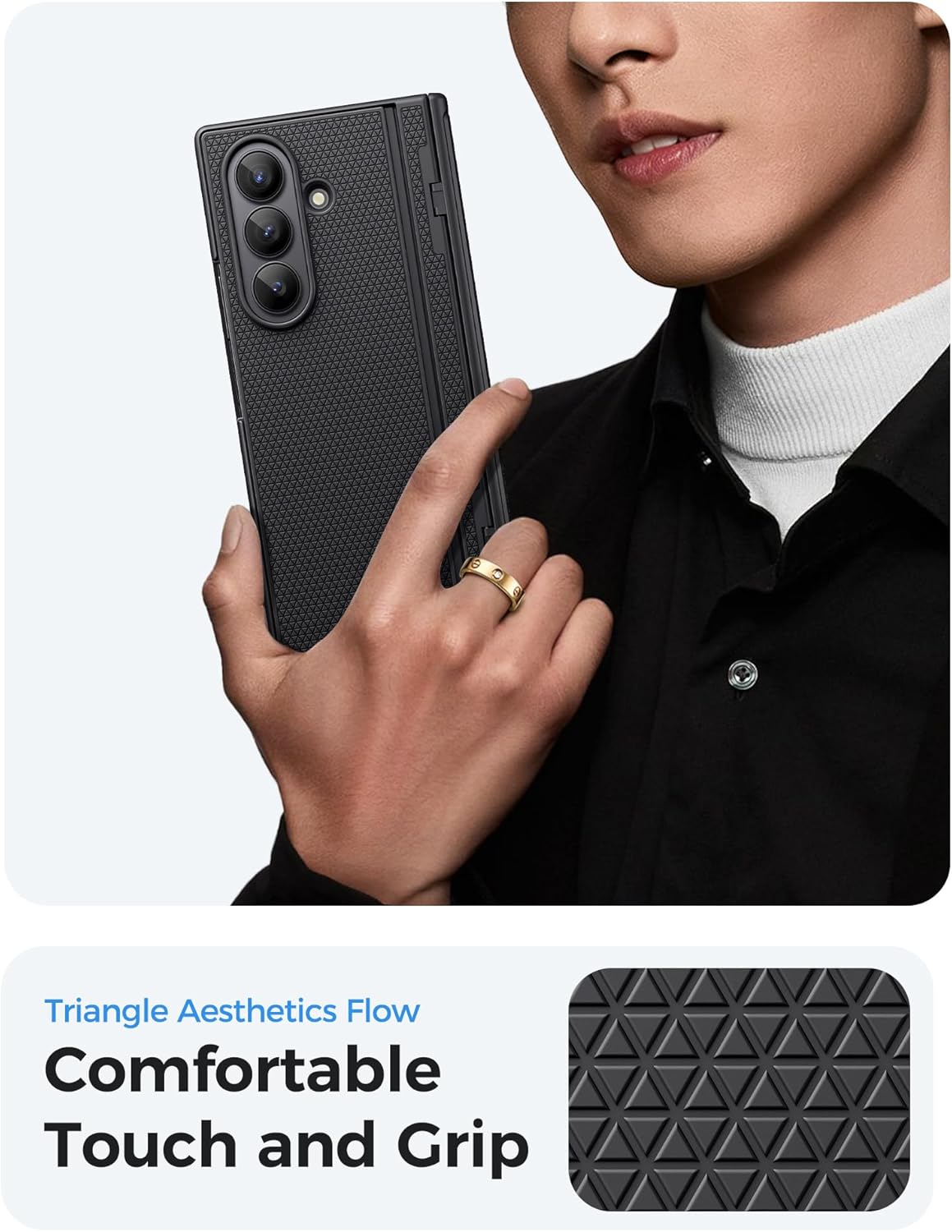 for Samsung Galaxy Z Fold 7 Case with Stand, Hinge Protection, Front Privacy Screen Protector, Slim Hard Shockproof Rugged Cover, Full Body Protective Phone Case for Samsung ZFold 7 2025, Black