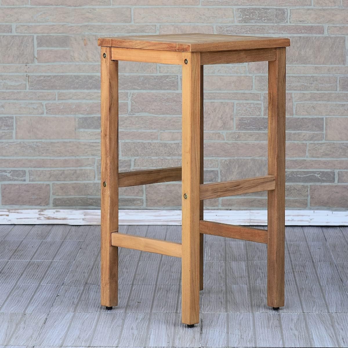 Amazonia Teak Natural New York Patio Barstool, Brown