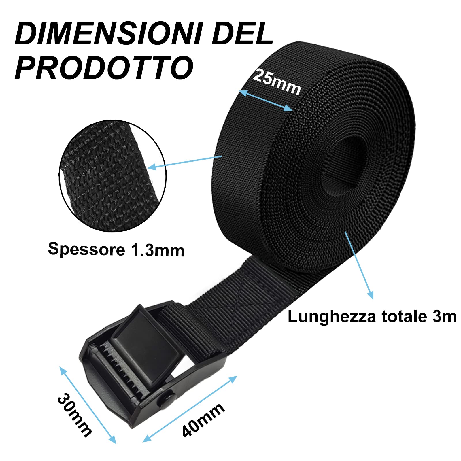 Anfyko Cinghie di Fissaggio(2,5 c),Bottoni Autoatici Più Forti