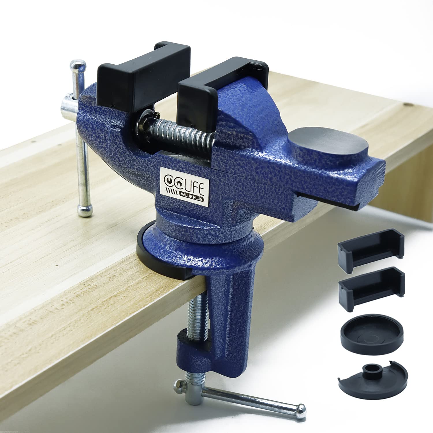 CCLIFE Schraubstock für Werkbank 70 mm 360° drehbar Gusseisen