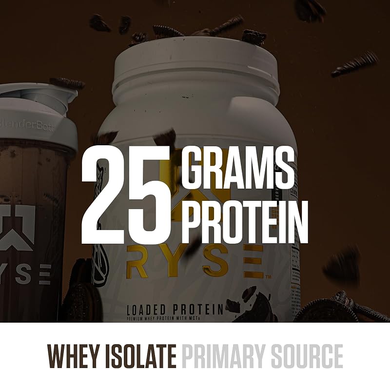 RYSE Loaded Protein Powder - Chocolate Cookie Blast - 25g Whey Protein Isolate & Concentrate with Prebiotic Fiber & MCTs - Low Carb, Low Sugar, Digestive-Friendly - 27 Servings / 2 lb Tub image 3