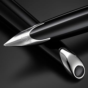 Waterman Carene Black Sea Fountain Pen, High-Gloss Black with Palladium Plated Trim, Fine Nib with Blue Ink Cartridge, Gift Box