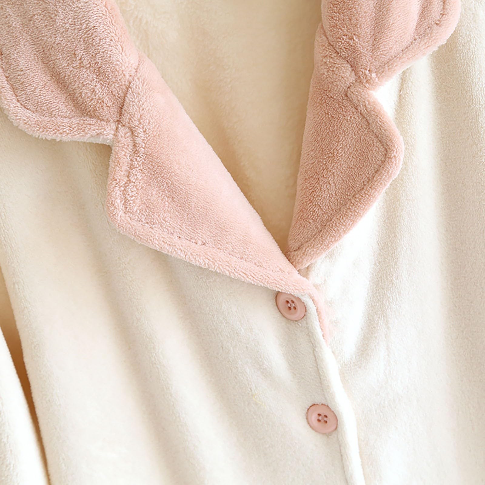 Generisch Pijama de franela para mujer, térmico, para invierno, forro polar, manga larga, cálido, ropa de dormir de invierno, forro polar, con tira de botones