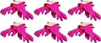 Casabella Premium Waterblock Cleaning Gloves - 6 Pair 12 Gloves Pink - Medium