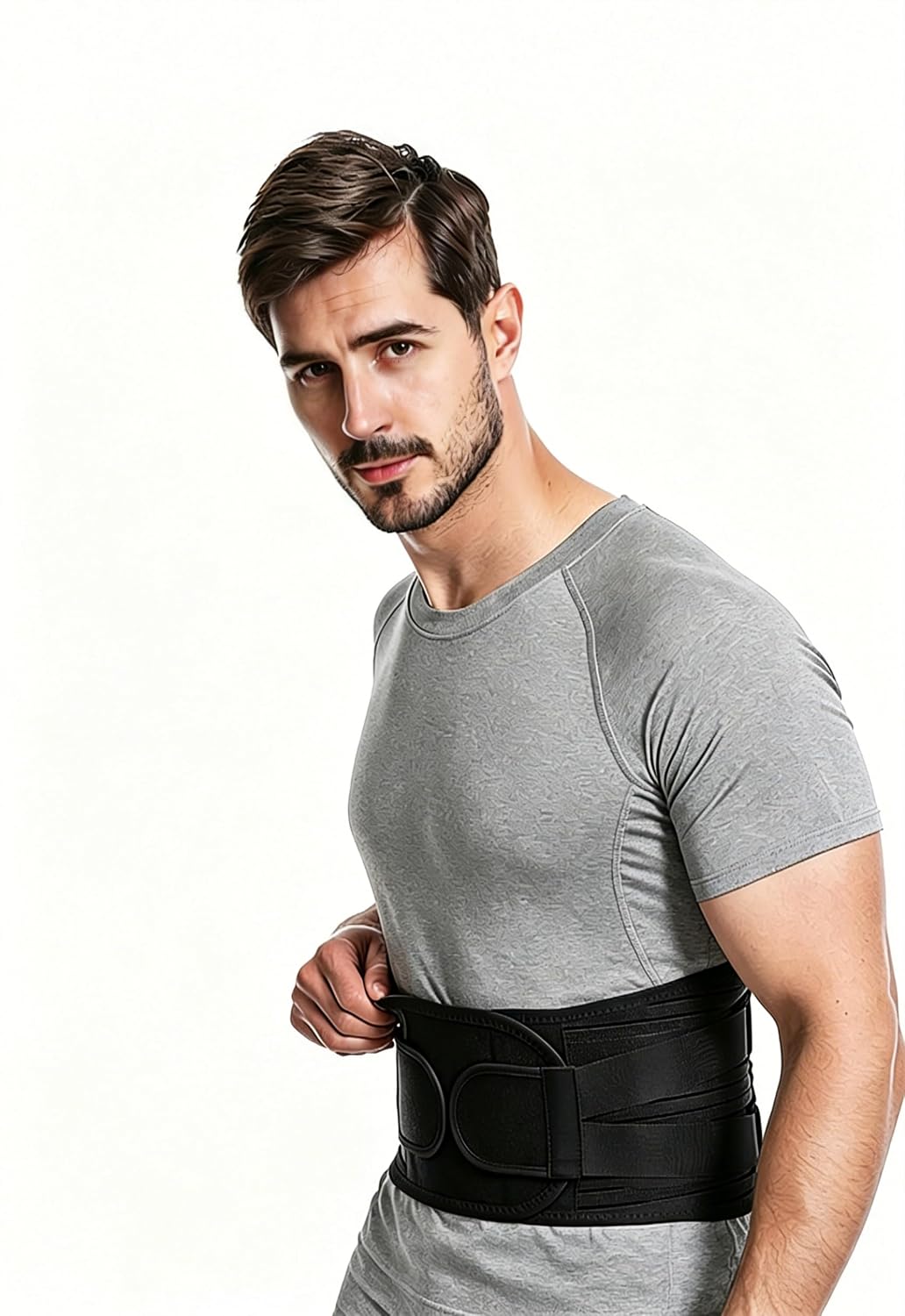 Belt Brace for Men Women and Women Lumbar Support Belt Double Compression Band 5 Plate Support Adjustable Breathable Design for Weightlifting, Sports Posture Correction (L)