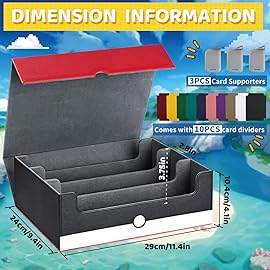 UAONO Card Storage Box for Trading Cards, 1800+ PU Leather Commander Card Deck Case, Magnetic Closure Card Holder Fits for Magic Game Cards (Red&White)