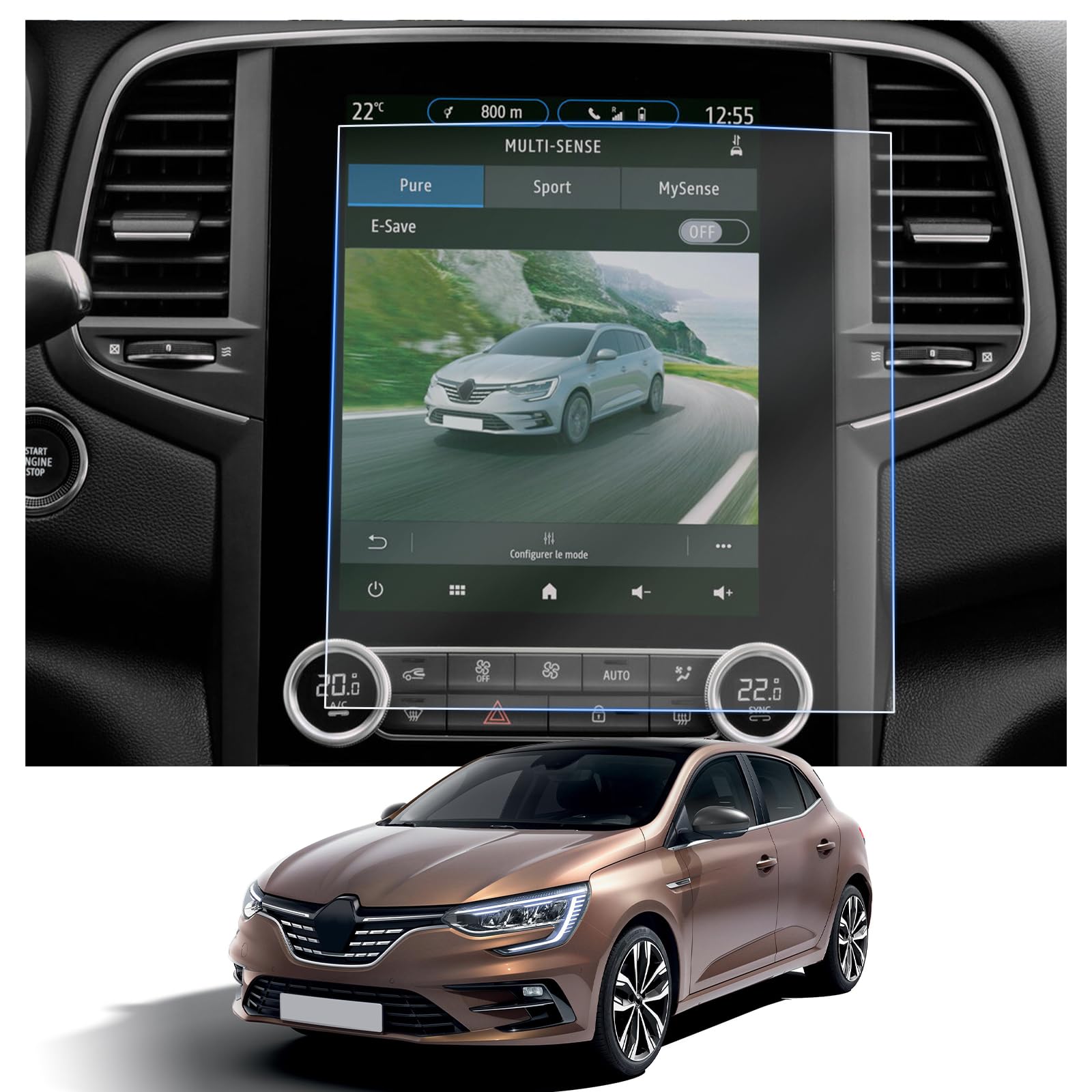 CDEFG Lot de 2 films de protection d'écran compatibles avec Renault Megane 4 2020-2024 - Résistant aux rayures 4H - 9,3" - Easy Link GPS - Megane IV RS 2024