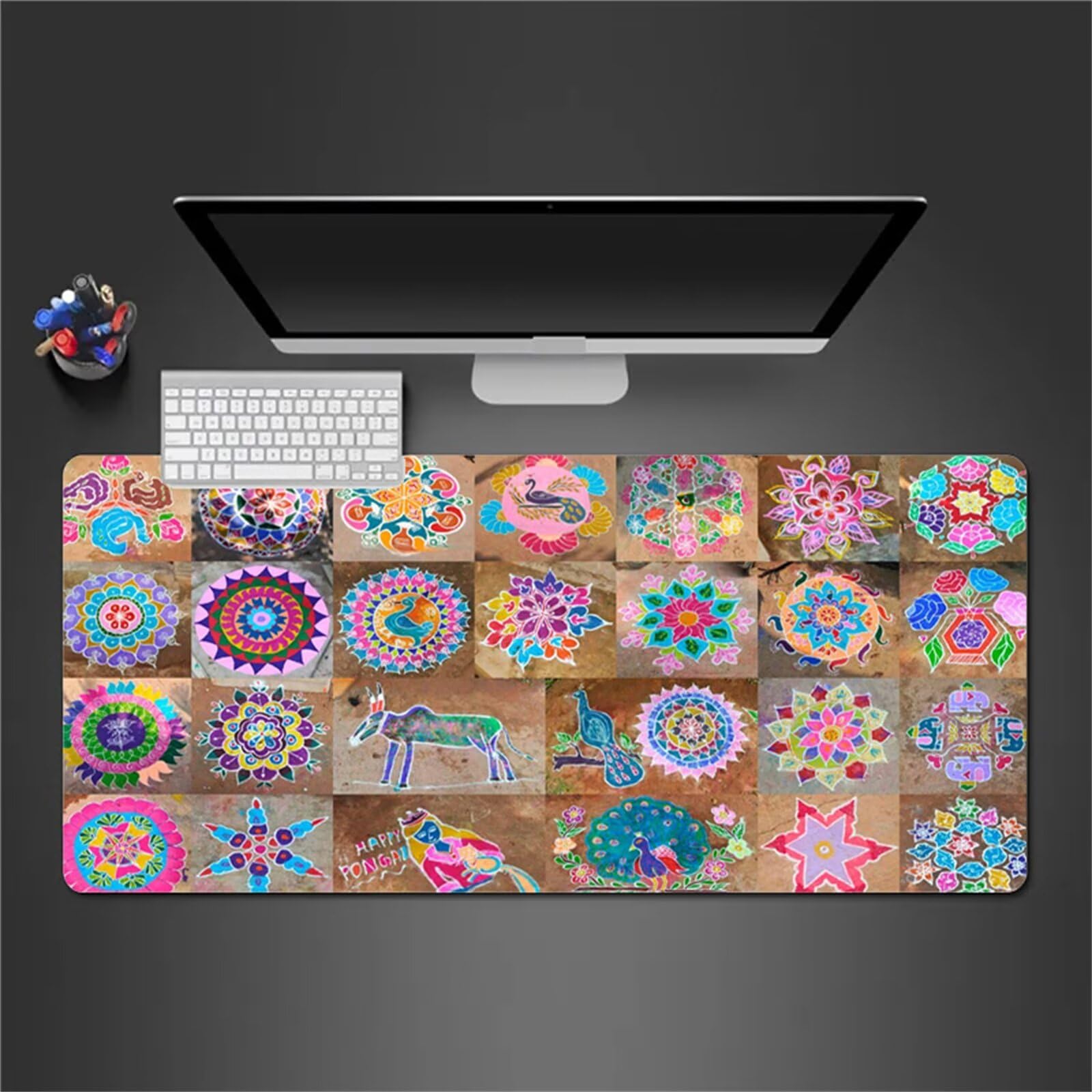 Tappetino Mouse Gaming Mandala Astratto Grande Mouse Pad XXL 1000x500x3mm Confortevole Lavabile Antiscivolo Tappetino Scrivania Tappetino per Mouse da Gioco per Casa Ufficio Sala Giochi
