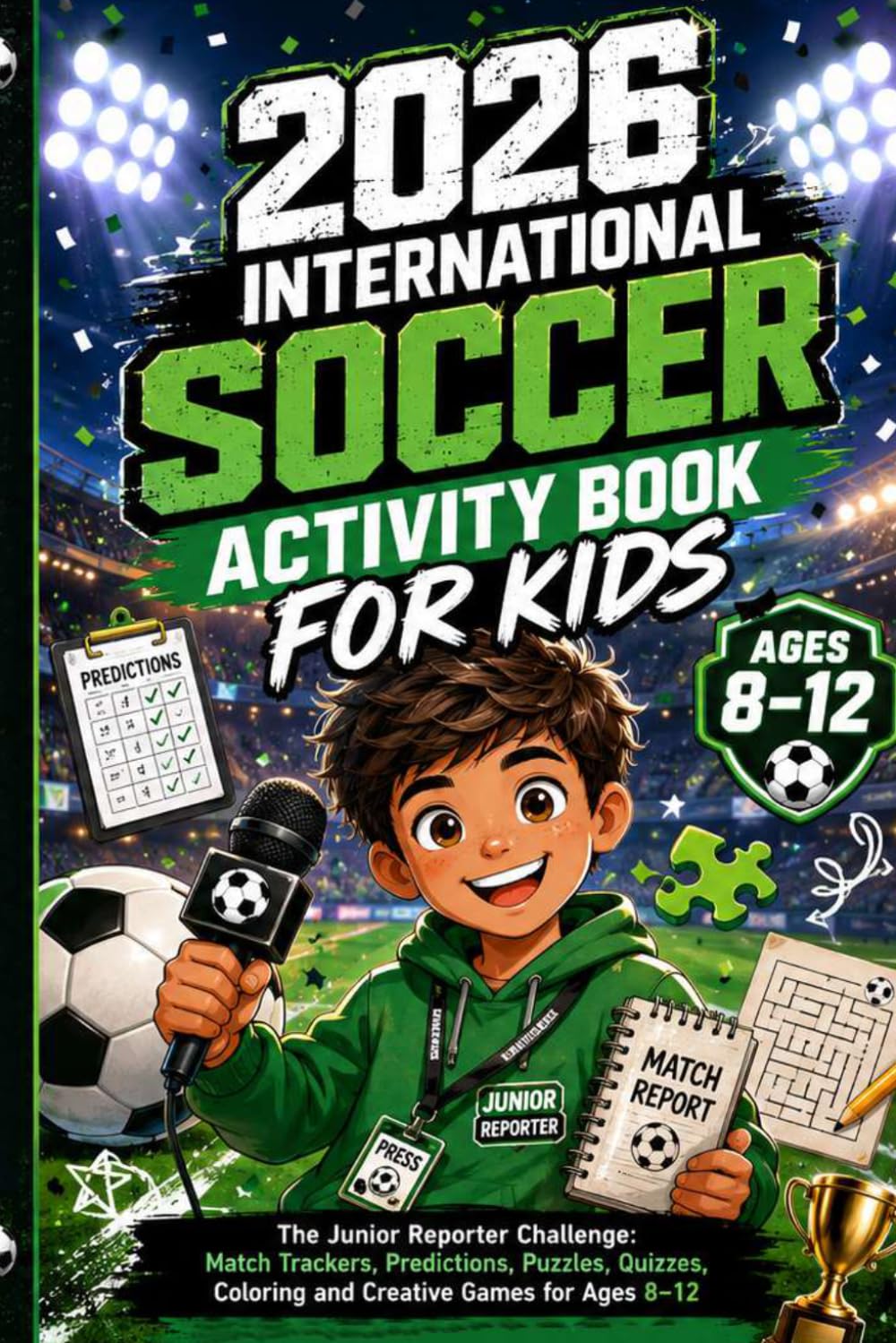 2026 International Soccer Activity Book for Kids: The Junior Reporter Challenge: Match Trackers, Predictions, Puzzles, Quizzes, Coloring and Creative Games for Ages 8–12