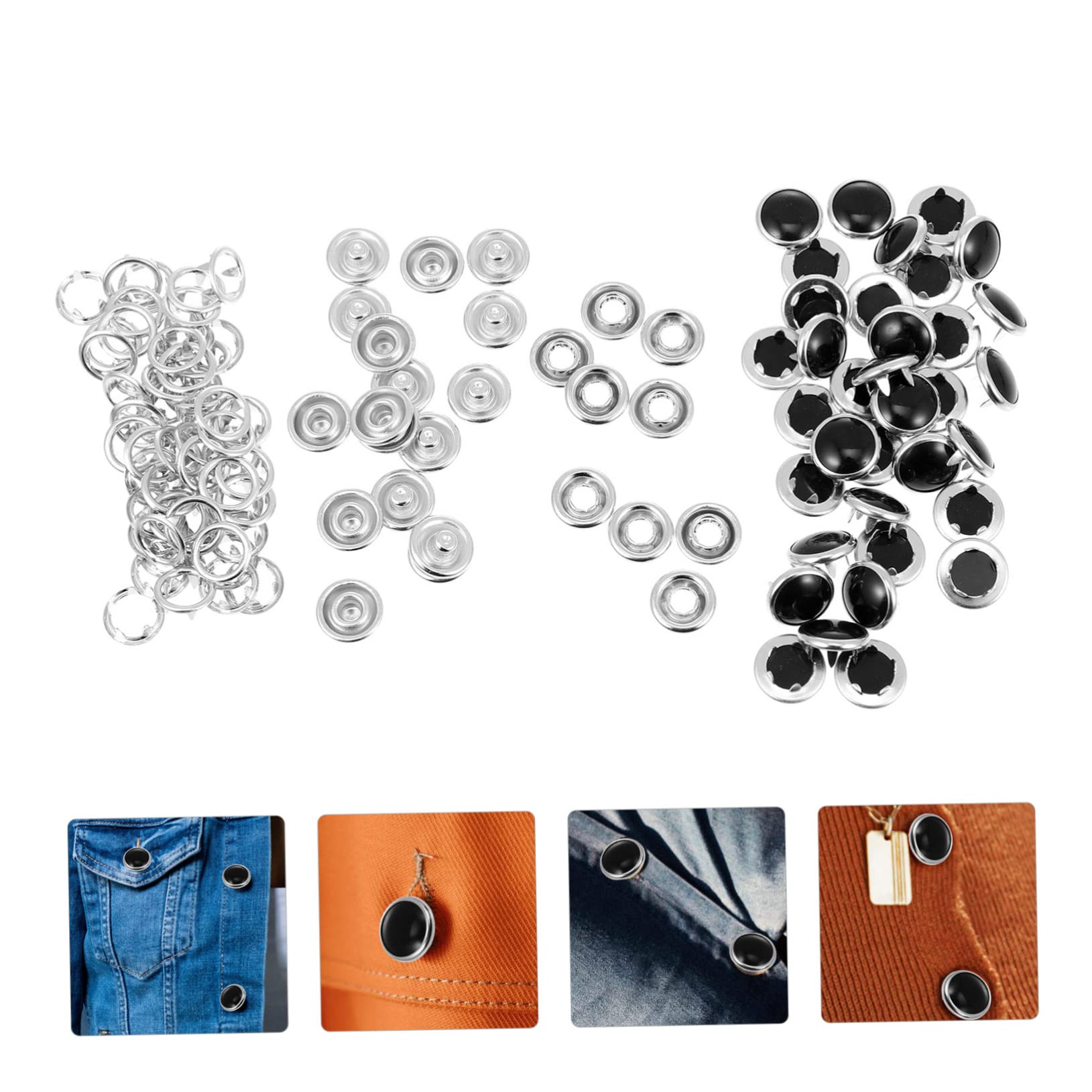 BEBEMOKO 50Sets Five Claw Snap Fasteners Kit Pearl Button Press Studs for Clothing DIY Crafts Easy Install for Shirts Jeans Apparel and More
