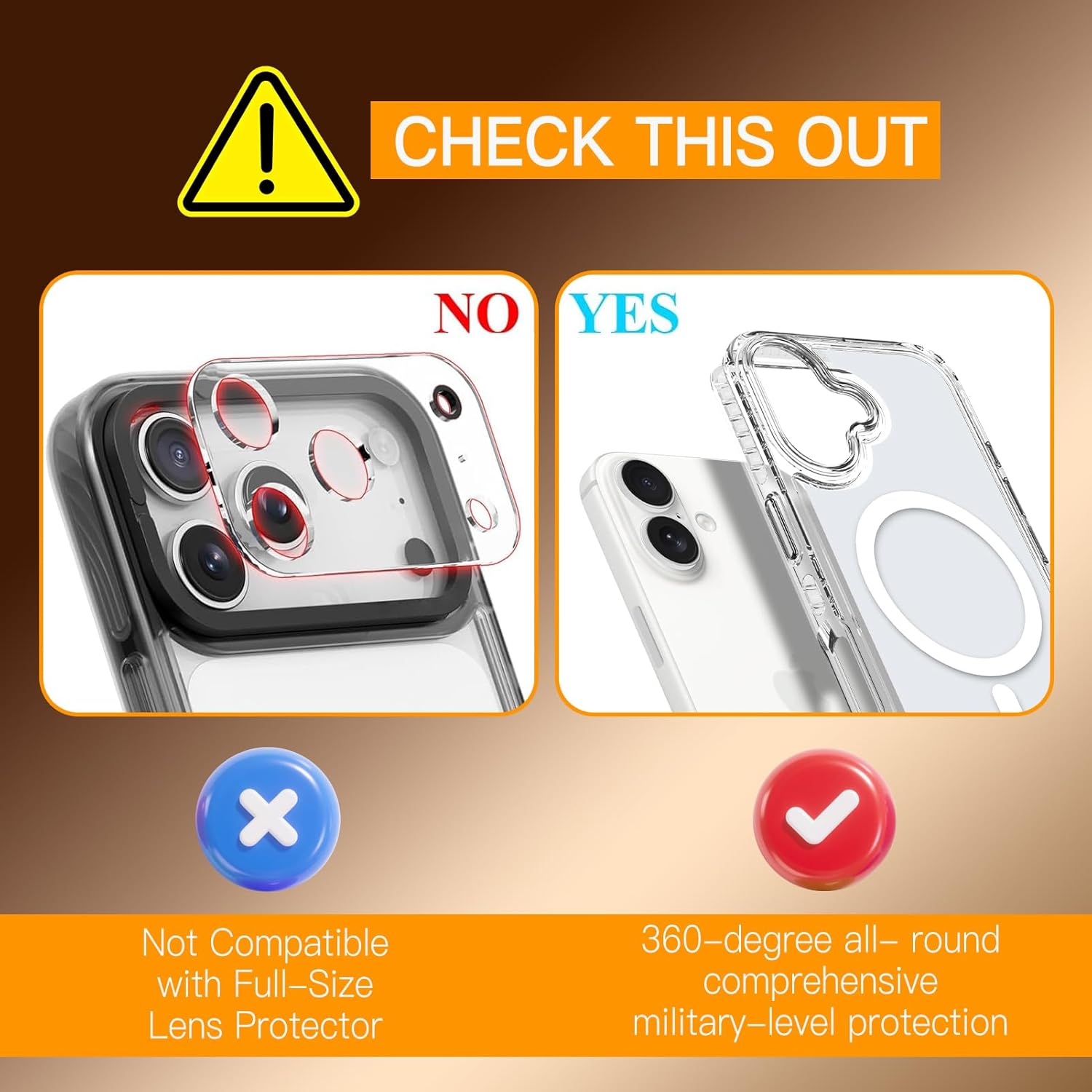 tharlet Strong Magnetic Case for iPhone 17 (6.3''), White Clear Shockproof Protective Phone Cover [ Mag-Safe Compatible ] [Anti-Yellowing] with Screen Protector, White