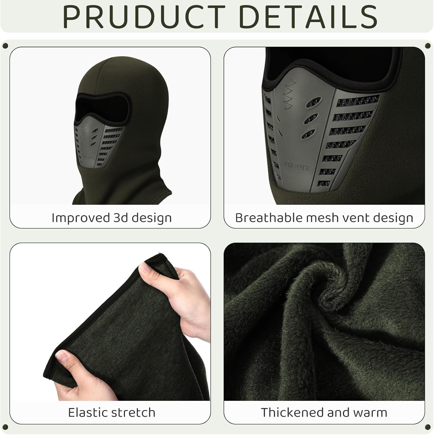Eurzom 3 Pack Ski Mask for Men 3D Thermal Winter Face Mask Wind Proof Breathable Balaclava Motorcycle Face Shield for Men Women - Image 2