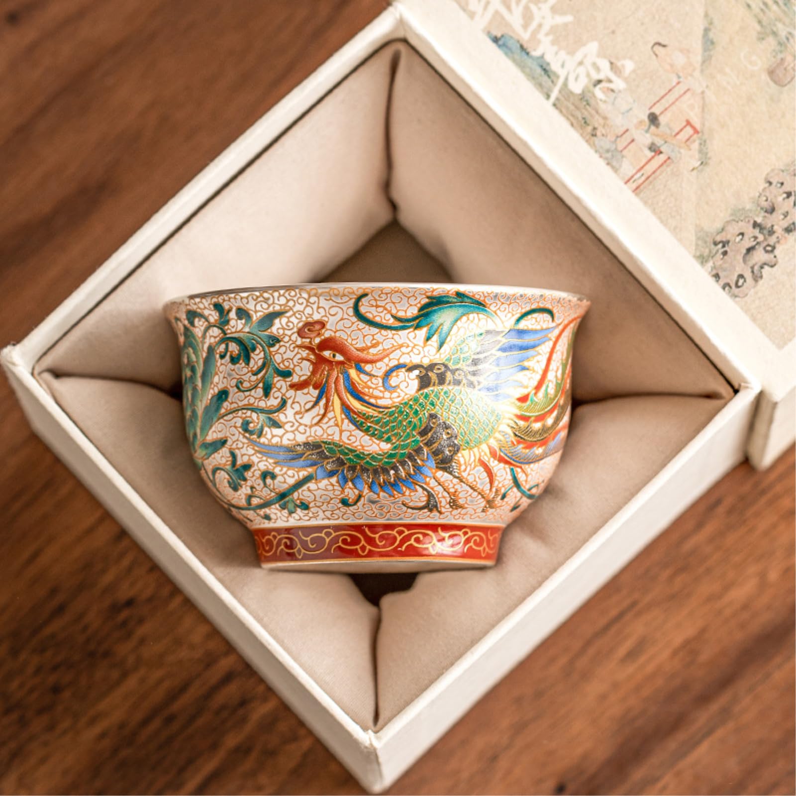 140ml/5oz Dragon, Phoenix, Chengxiang, srebrny kubek dla par - Phoenix Master Cup [pudełko] -140 ml
