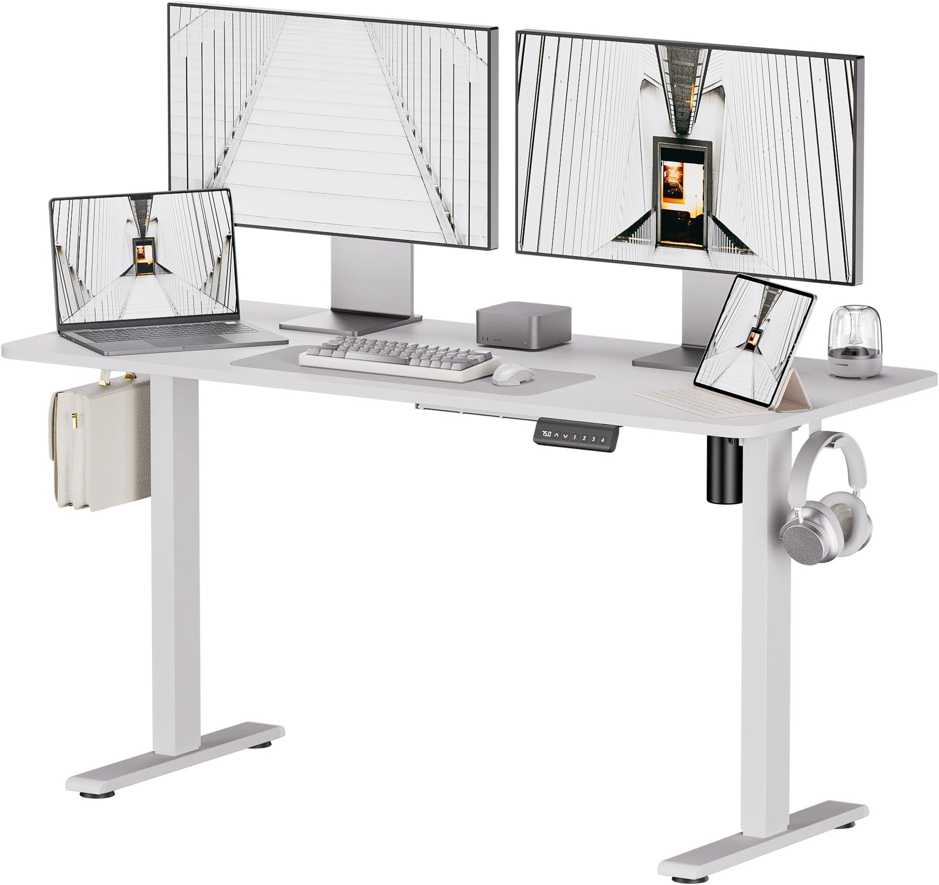 Electric Standing Desk - Adjustable Height with Memory Preset, 140 x 60 cm Ergonomic Design Home Office Standing Desk