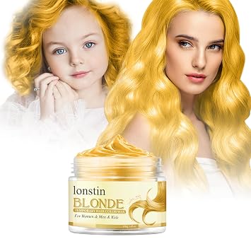 Temporary Hair Color For Kids, lonstin Hair Dye Kids Hair Gel Washable Hair Wax Color Paint Wax For Women Men Dark Hair Halloween Christmas Party Girls Birthday 3.4 fl.oz blonde