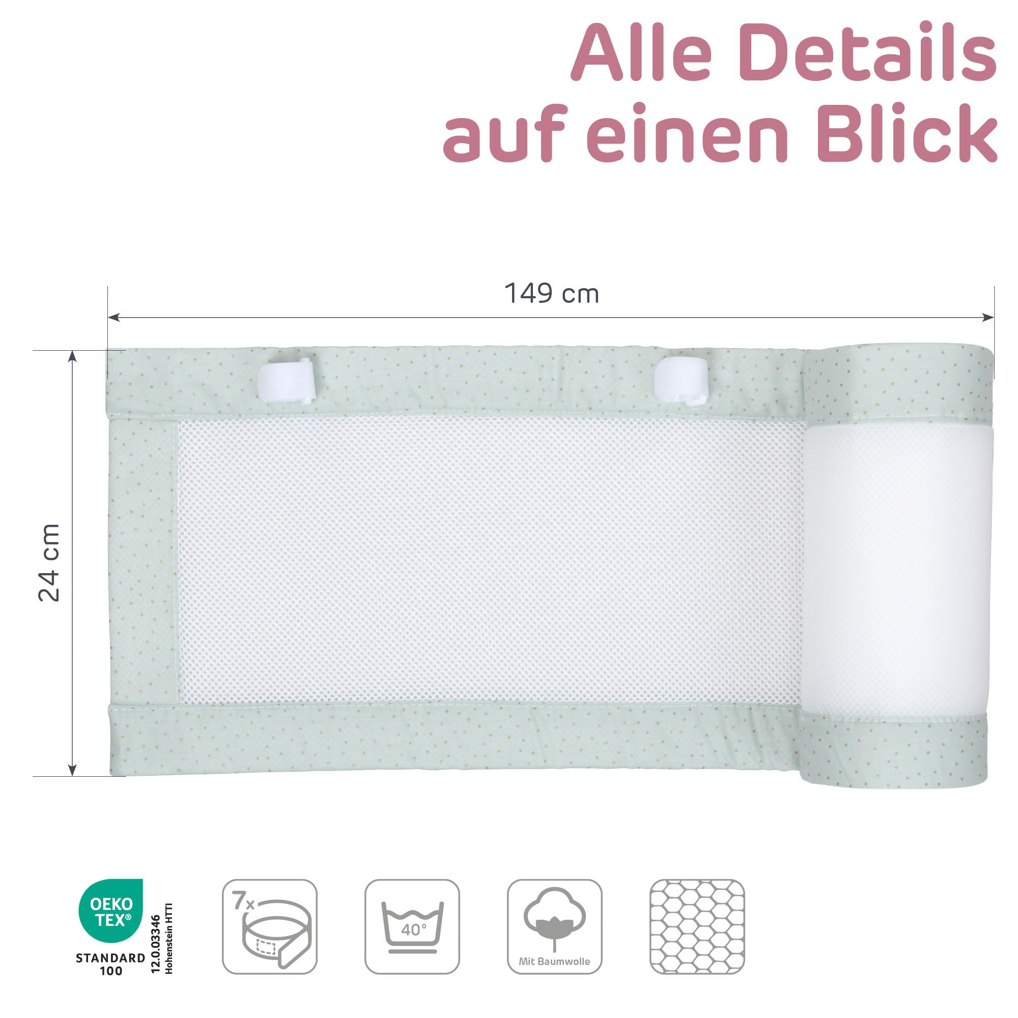 babybay Gniazdko 3D Mesh Royal pasuje do modelu oryginalnego, miętowe, błyszczące kropki, złote