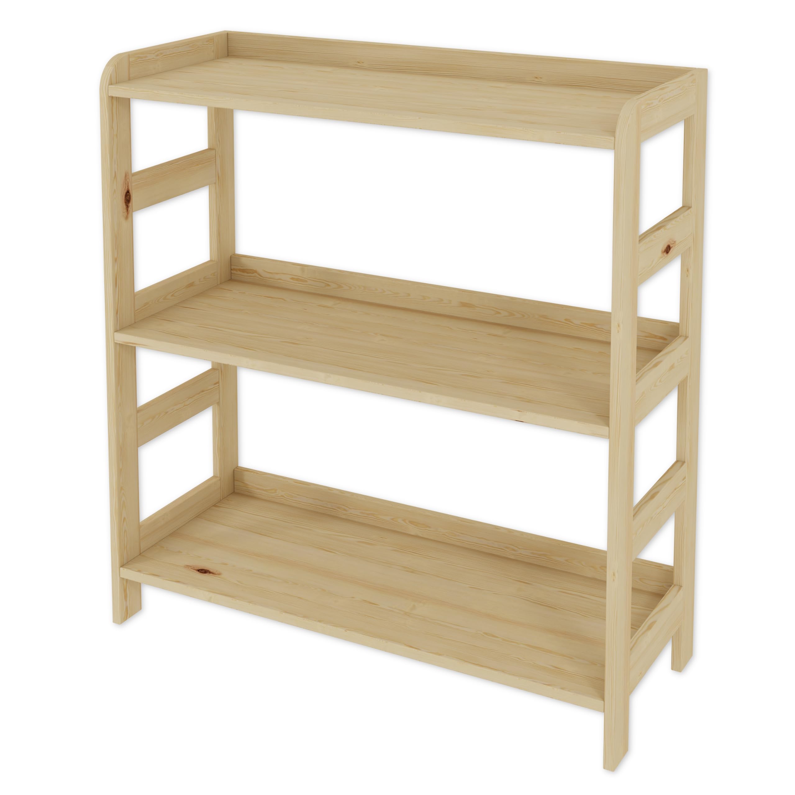 Lenmar Serie R, R-02, mensola in legno, legno di pino, beige chiaro, 5 ripiani, libreria, scaffale in legno, scaffale da parete