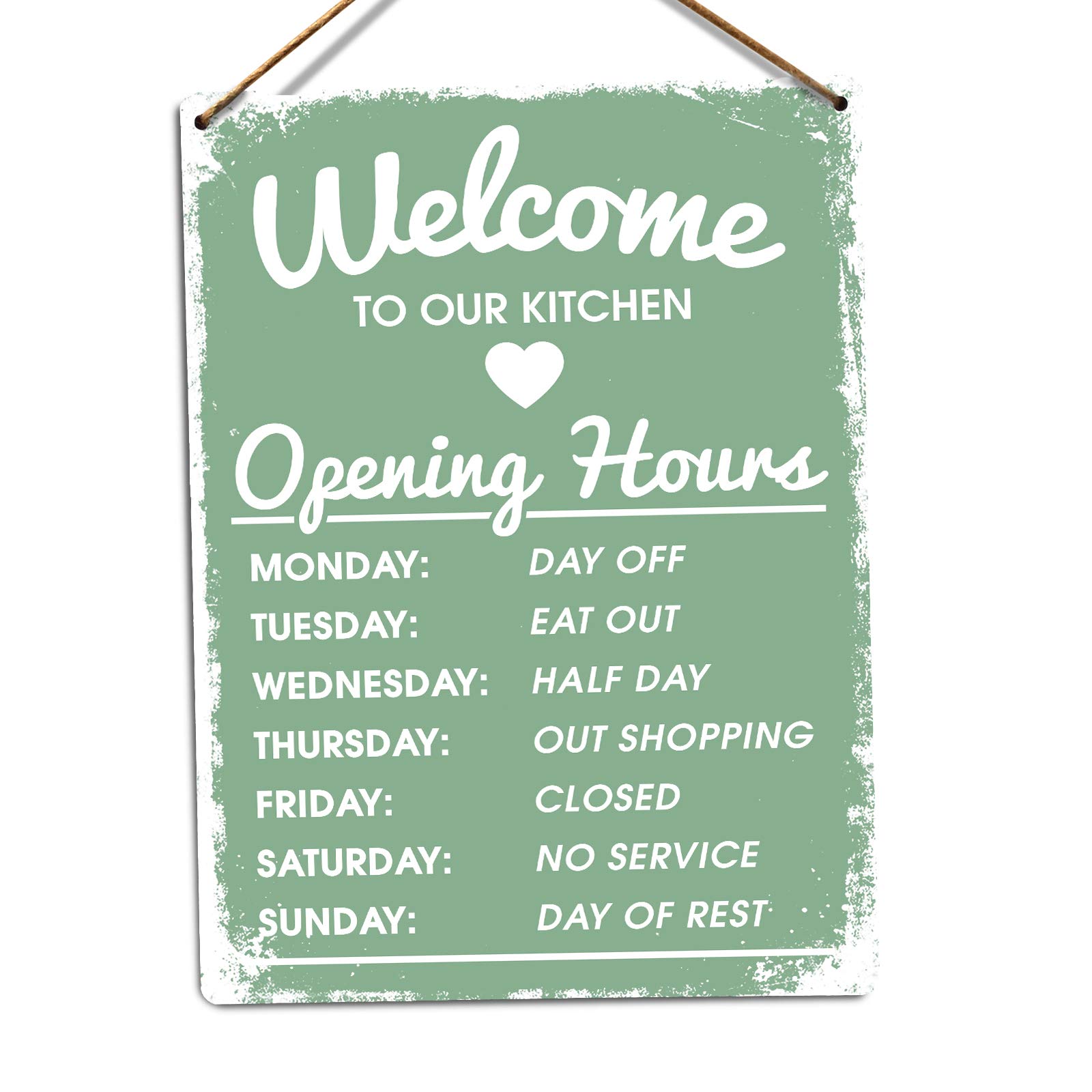 Toasted Merch Green Welcome To Our Kitchen - – Medium Twine | Printed Metal Wall Sign Plaque