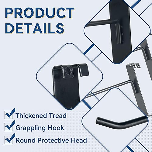 Miniatura 3 de Alyoen Ganchos de pared de rejilla de 4 pulgadas, ganchos de pared de rejilla negra, ganchos de exhibición de metal para pared de rejilla,