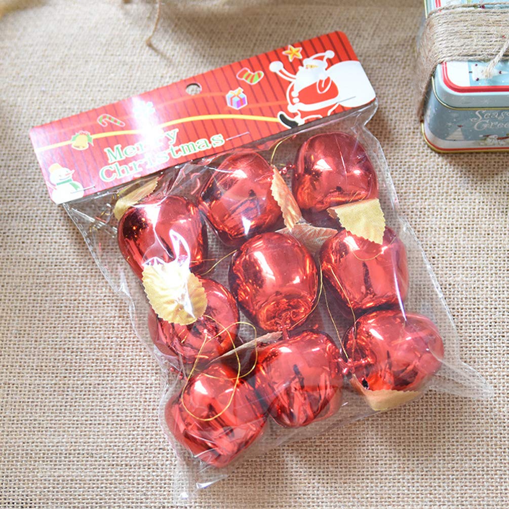 Happyyami 9pcs Mini Apple Ornaments Hanging Christmas Tree Baubles for Xmas Party Holiday Valentine's Day Decoration Red 4cm - Image 4