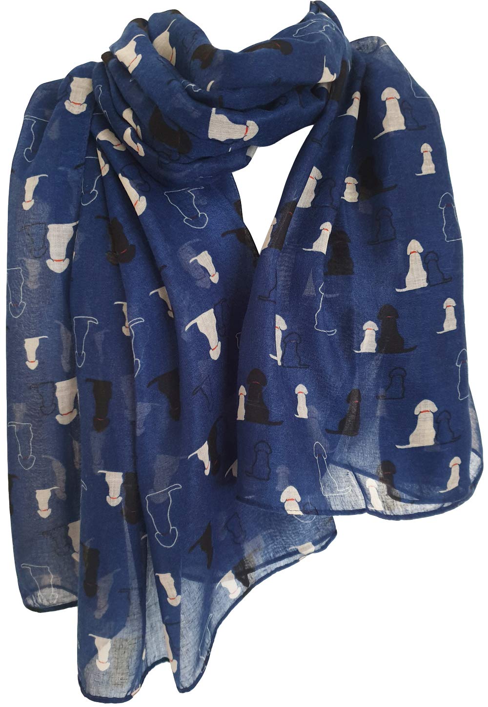 Glamlondon Women's Navy Retriever Labrador Dog Scarf Fashion Large Lightweight Wrap Scarves (Navy)