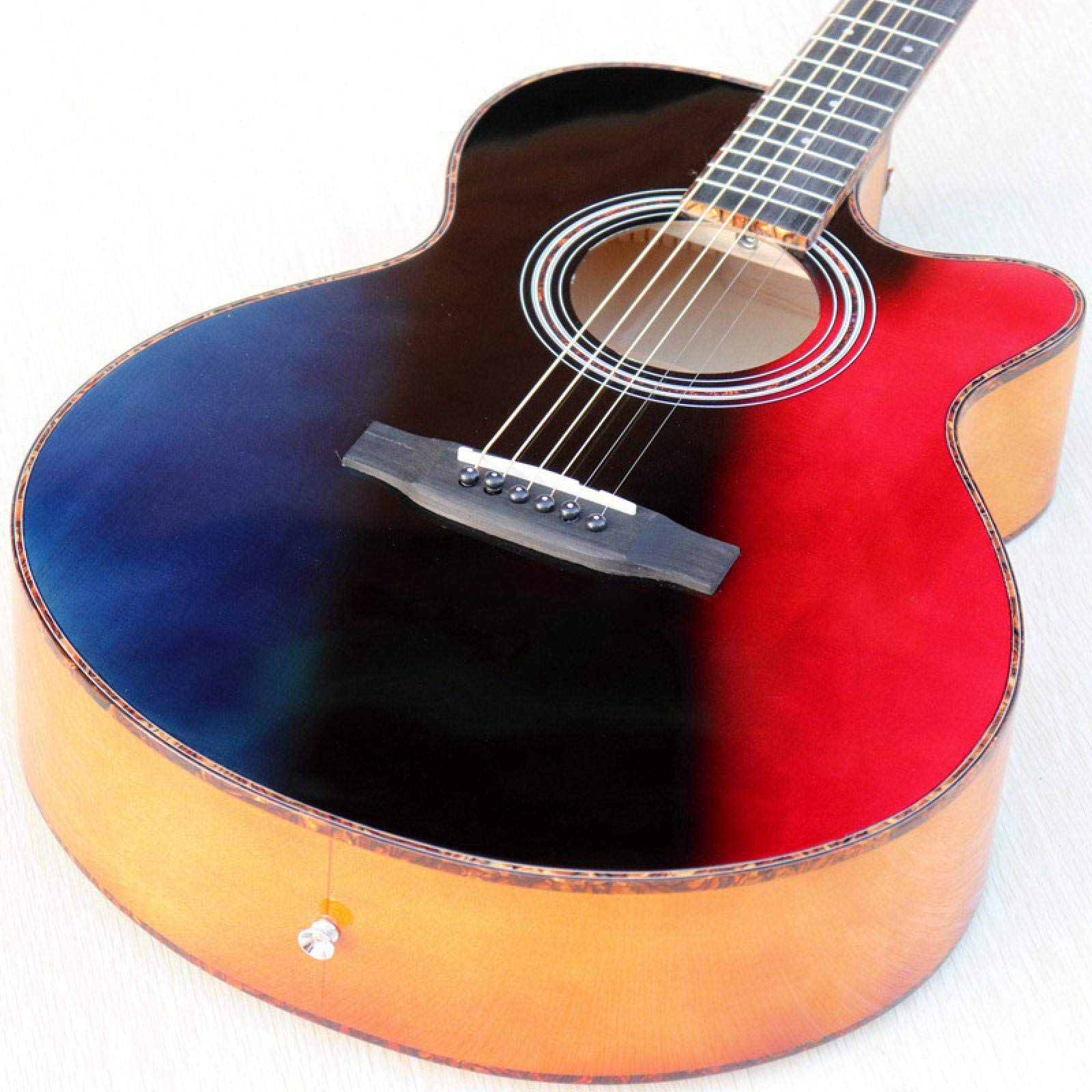 Chitarra elettrica da 40 pollici Superficie in abete Basso singolo in legno Pannello laterale posteriore Luce Chitarra popolare Scatola dal vivo Guitarra per principianti 40 pollici Chitarra acustica