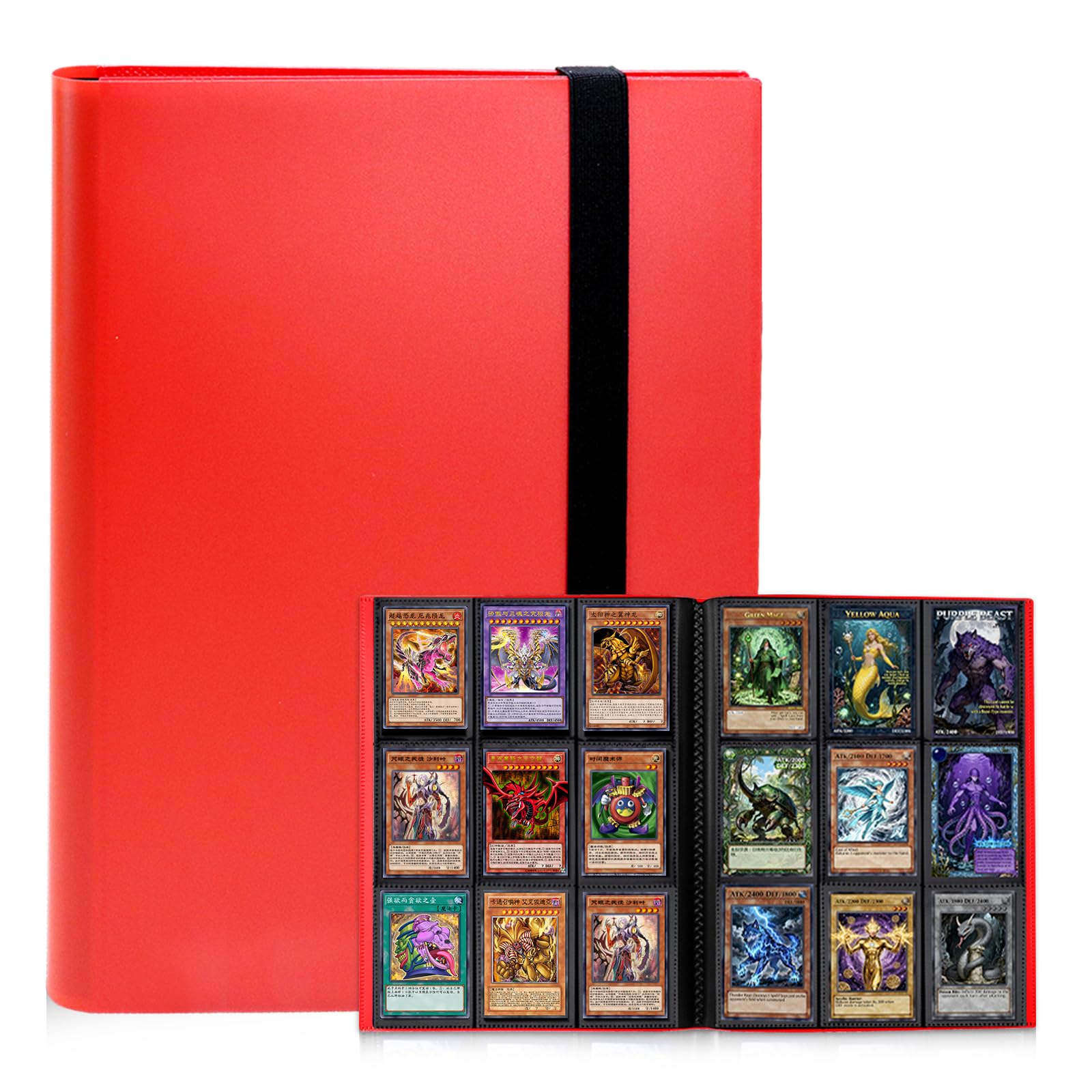 Card Binder 9 Pocket, PP Cover Trading Card Binder for 360 Cards, Sturdy Card Collection Album, Card Holder Folders for MTG, TCG, Game Cards & Sports Cards (Red)