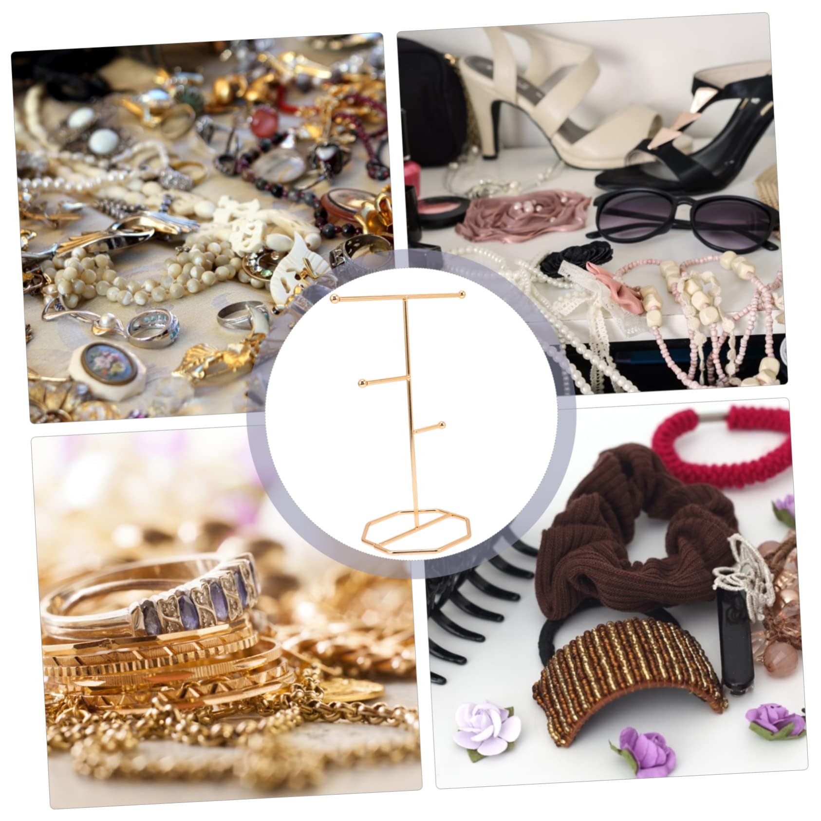 Homoyoyo Ohrring Organizer und Schmuckständer aus Eisen in Gold Schmuckorganizer mit Armbandhalter und Ohrringbaum Platzsparend zum Aufbewahren und Präsentieren von Schmuck Fashion