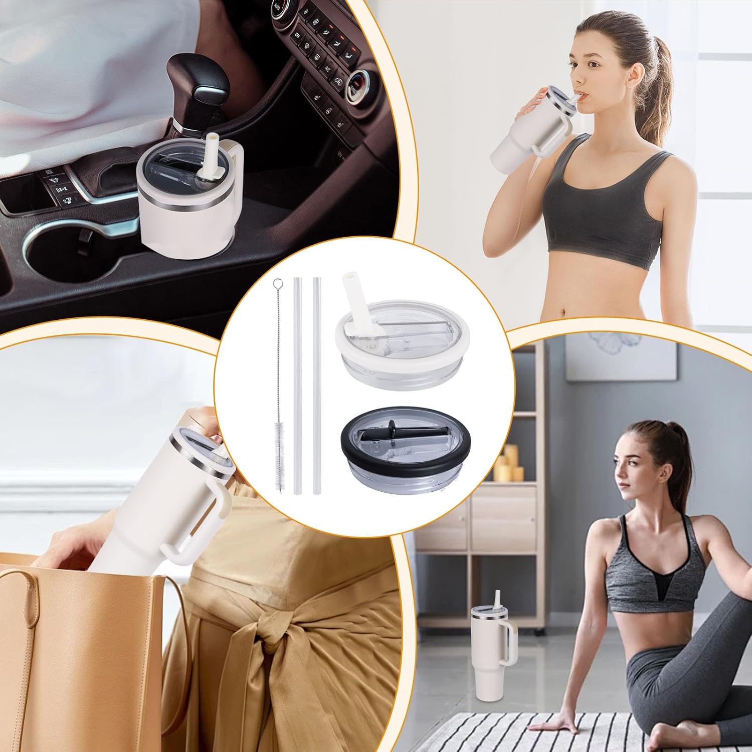 2 Pack 30 oz Flip Straw Leak Proof Lid for Stanley Quencher H2.0, Spill Proof Tumbler Lid Replacement Fit for Stanley Quencher, BPA Free Reusable No Spill Straw Lid for Stanley Accessories - Image 6