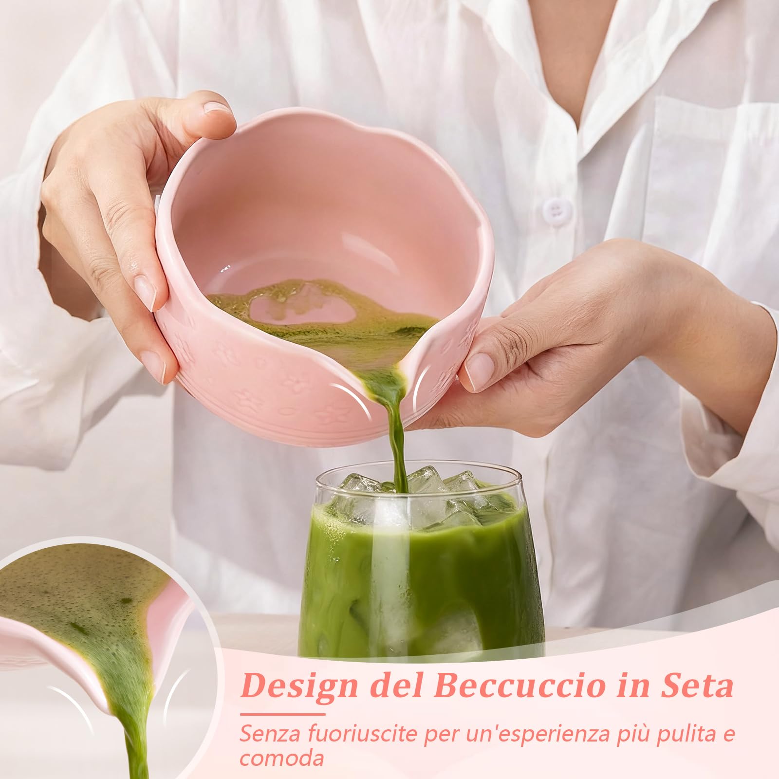 Matcha Kit - Matcha Set 7 pezzi: ciotola in ceramica, frusta e portafrusta, cucchiaio in bambù e porta in ceramica, colino, strofinaccio, regali per principianti e appassionati con elegante scatola