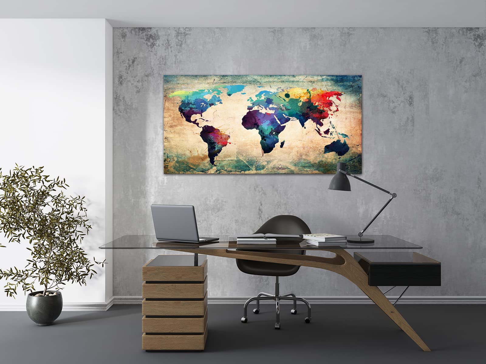 Amazon.co.jp: Baisuwallart A62062 抽象的な世界地図 キャンバス絵画