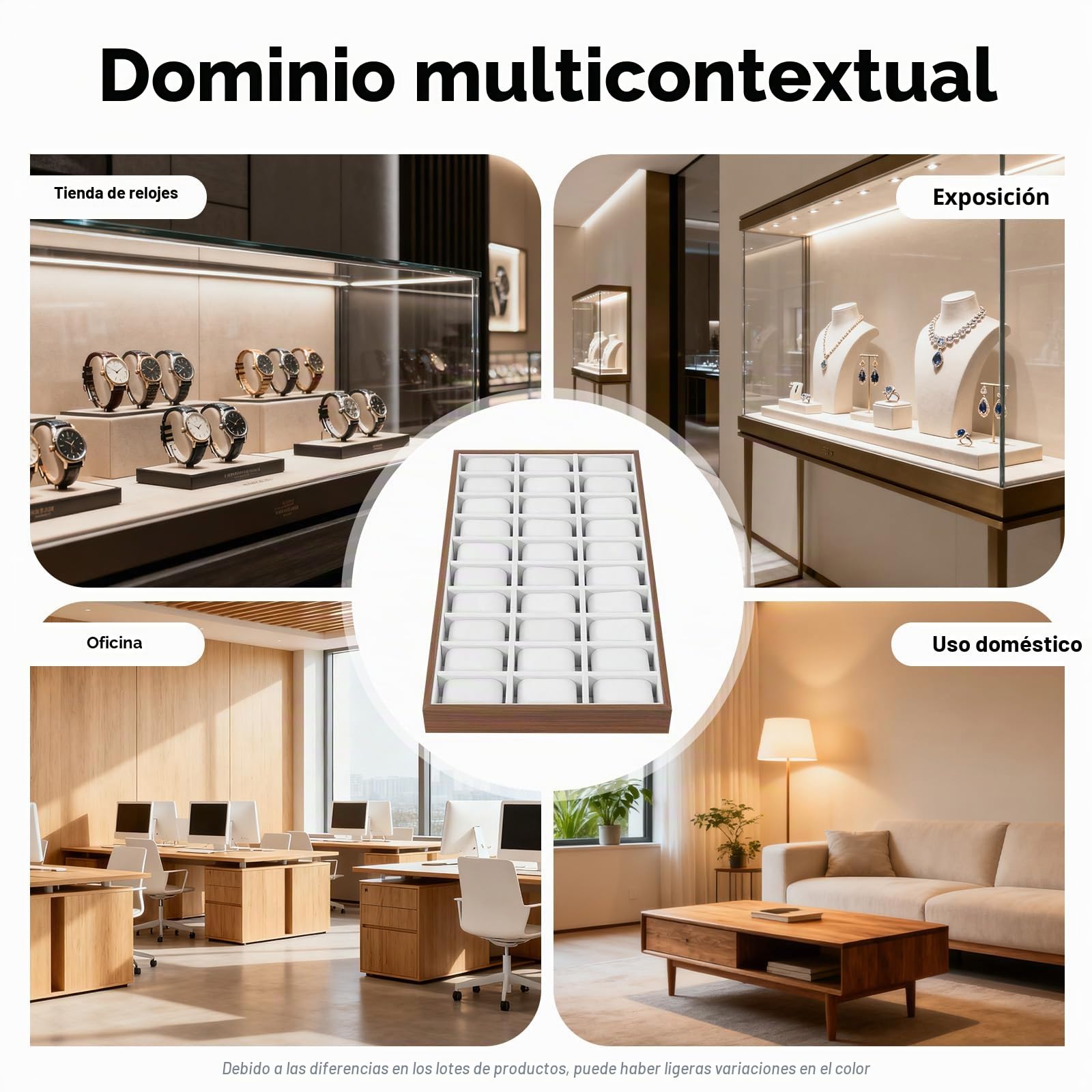 Caja de almacenamiento de madera para reloj de joyería, escaparate, pulsera, bandeja de almacenamiento, joyas, reloj, caja de madera, caja de exhibición, soporte de exhibición (30 ranuras)