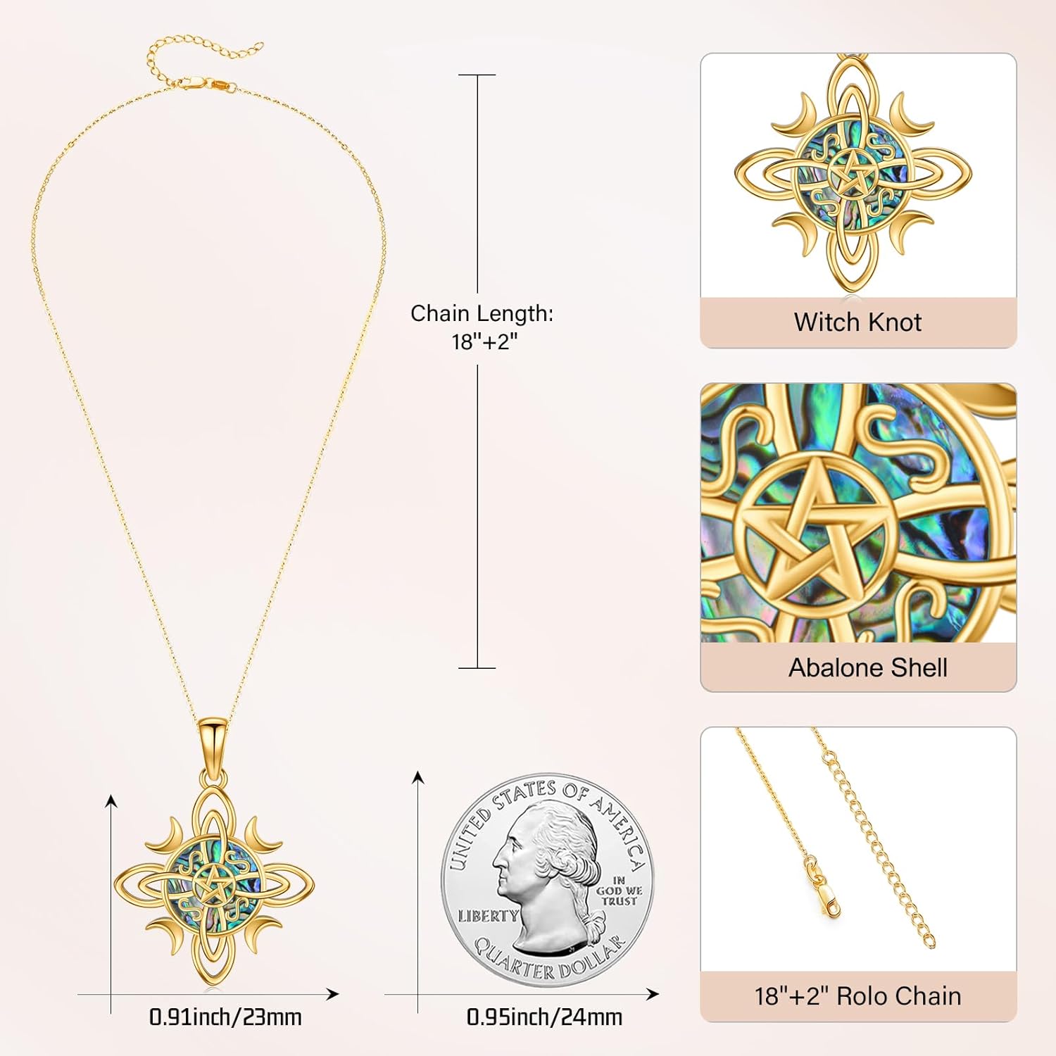 Witch Knot Necklace 925 Sterling Silver Celtic Pagan Witchy Pendant Wiccan Jewelry Gifts for Women Mom - Image 4