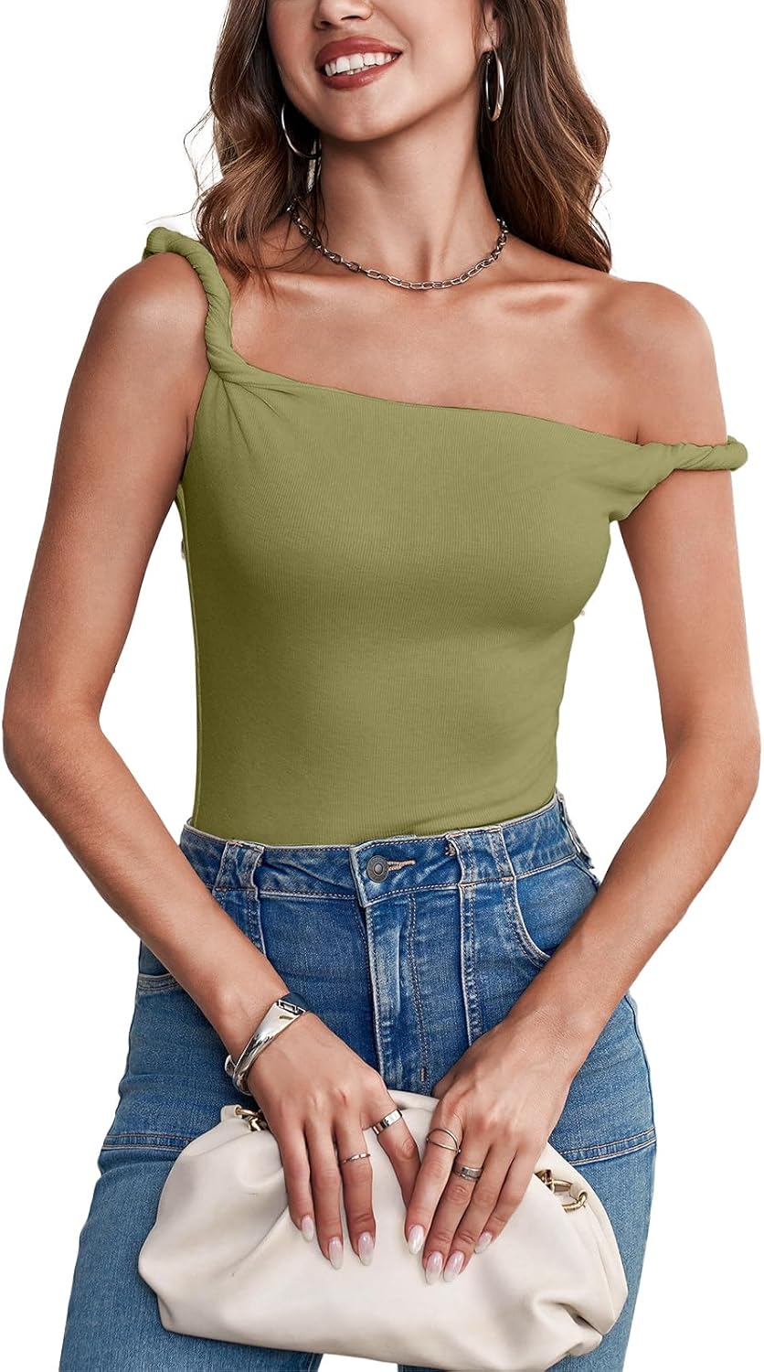 Tankaneo Womens Off The Shoulder Top Sleeveless Slim Fit Stretchy Tank Top Y2k Casual T Shirts - Image 5