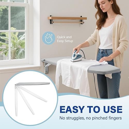 Miniatura 2 de Tabla de planchar para montar en la pared, tabla de planchar plegable, montaje en pared con funda extraíble, plegable, compacta, plegable, para