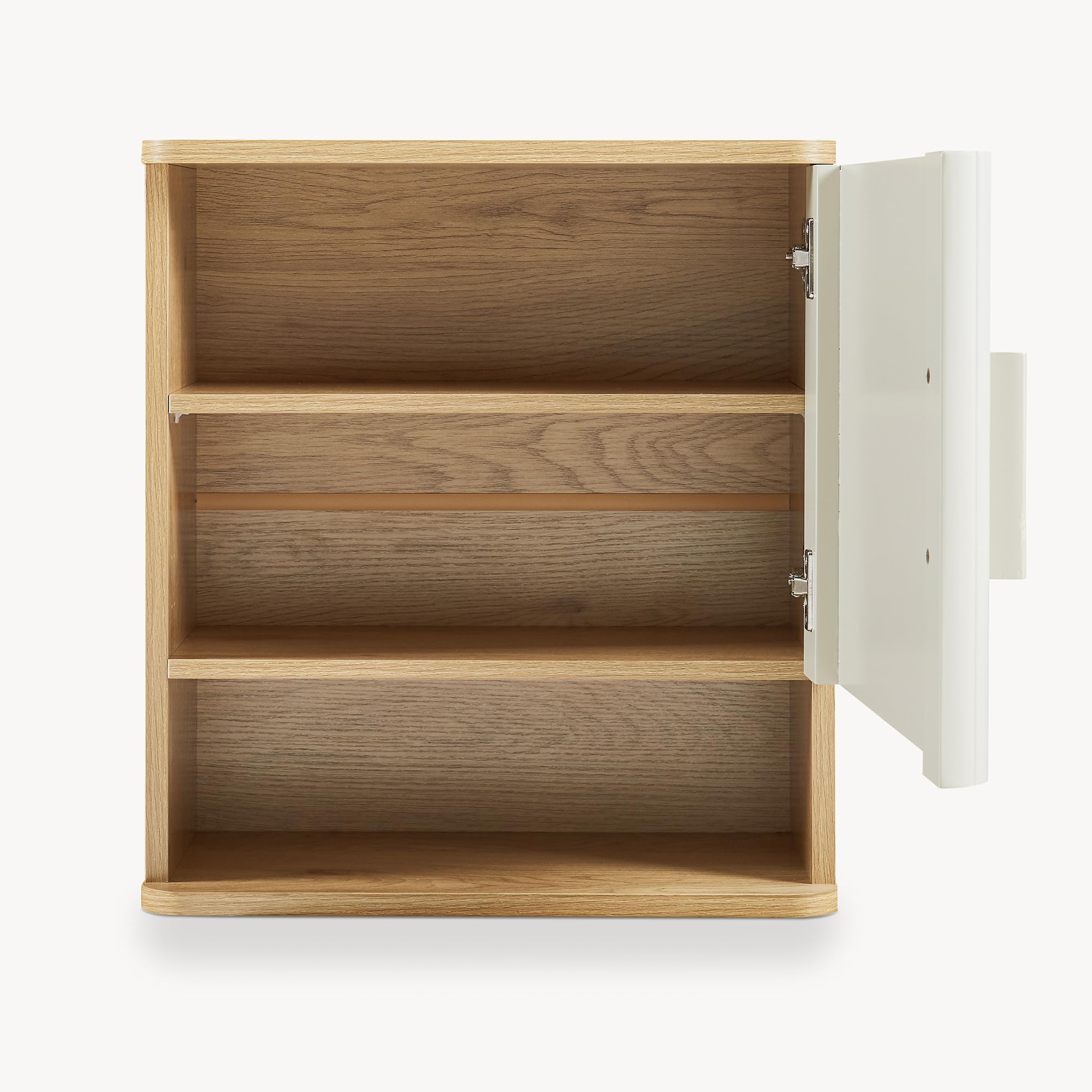 [en.casa] Armadietto a Muro con Anta Mobiletto da Parete con Vano Aperto e Ripiano Pensile Multiuso con Mensola per Bagno Cucina Ingresso 50 x 45 x 24 cm - Effetto Rovere/Avena Oatmeal