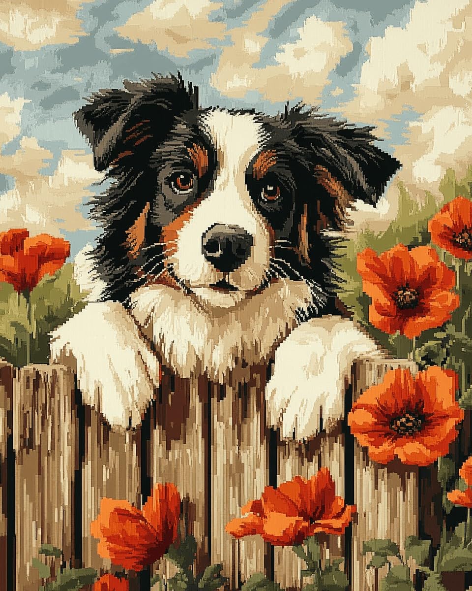Kitquiver Rug Kits for Adults Latch Hook pre Printed Dog 52X38cm DIY Crochet Yarn Embroidery Handmade Needlework with Printed Canvas for Home Decoration
