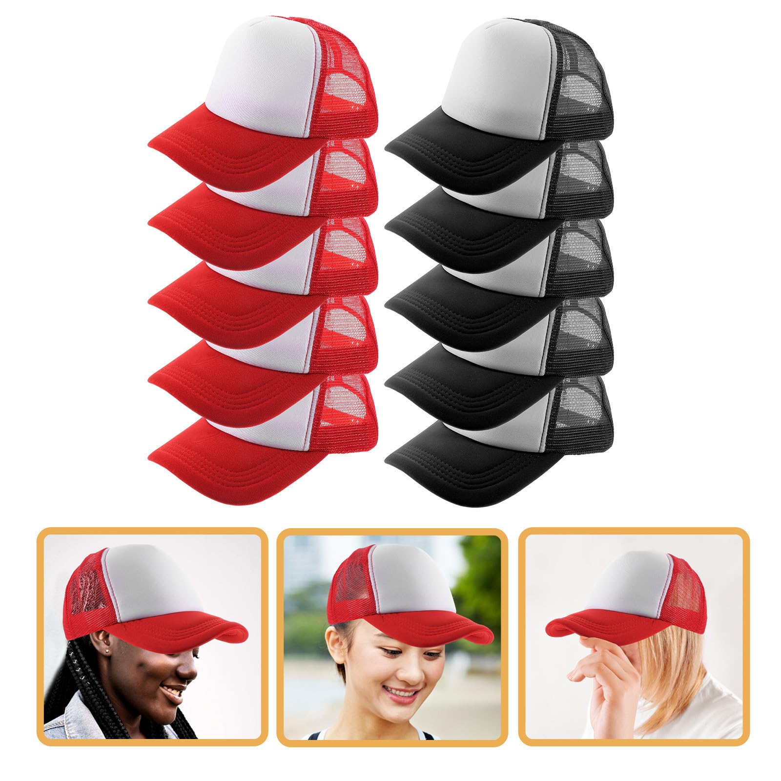 VALICLUD Lot de 10 Casquettes de Baseball pour Sublimation en Filet